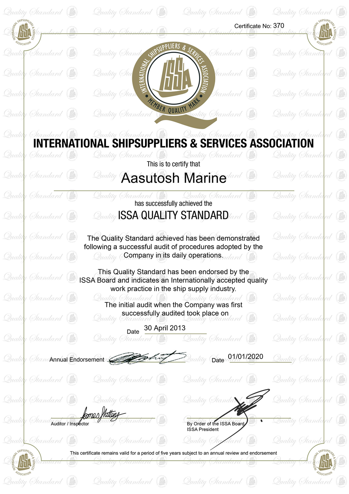 Certification