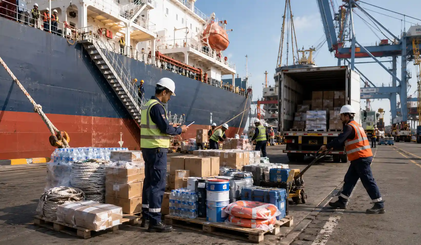 Busy Cargo Port Loading Operation
