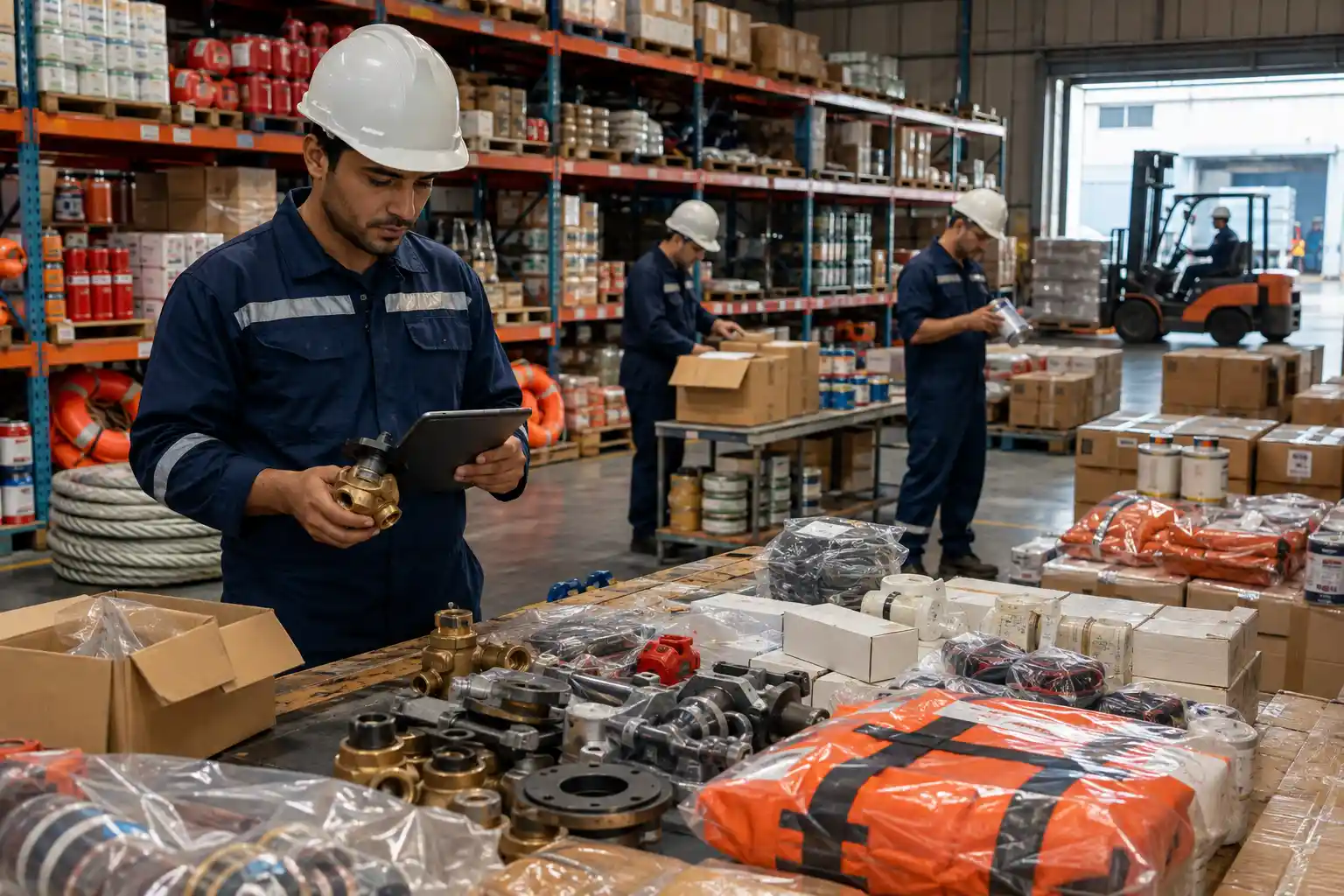 Warehouse Inspector Among Industrial Supplies